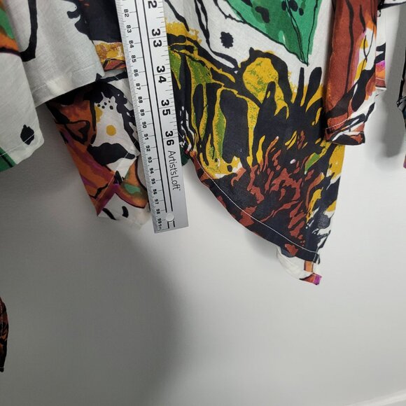 Chelsea & Theodore artsy abstract print handkerchief tie waist midi skirt xl NWT - Picture 6 of 8